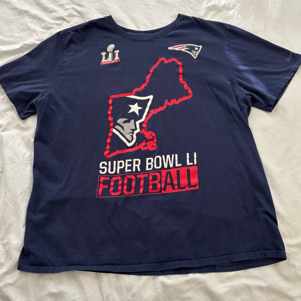 Nike Large New England Patriots Mens TShirt Blue NFL Super Bowl LI Champions XXL